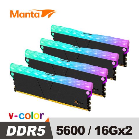 V-Color SCC KIT TMANTA XPrism系列 DDR5 5600 32GB(16GB*2)RGB桌上型超頻記憶體+RGB燈條模組(黑)