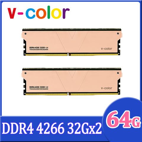 v-color 全何 Skywalker Plus 系列 DDR4 4266 64GB (32GBx2) 桌上型超頻記憶體 (金)