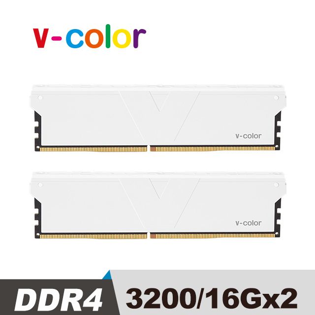 V-Color Skywalker Plus 系列 DDR4 3200 32GB(16GBx2) 桌上型超頻記憶體 (白)