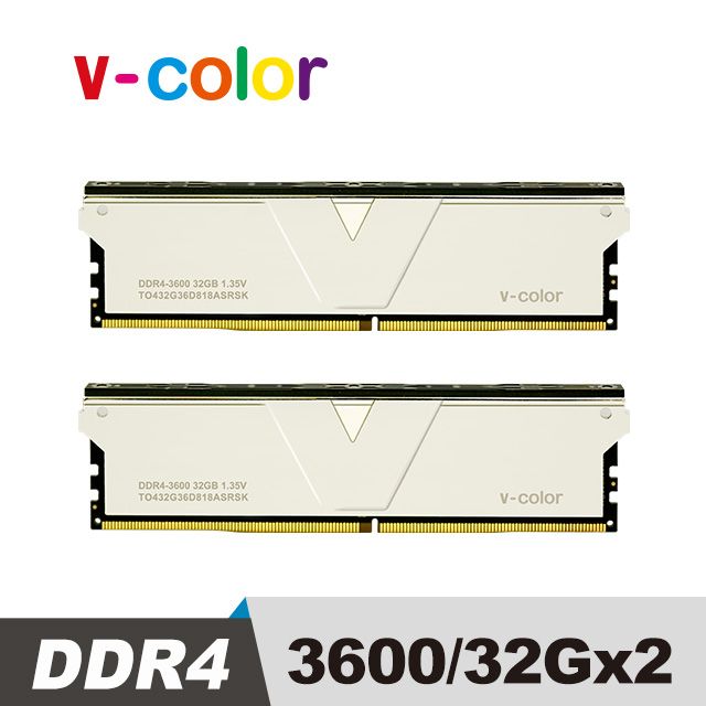 V-Color Skywalker Plus 系列 DDR4 3600 64GB(32GBx2) 桌上型超頻記憶體 (銀)