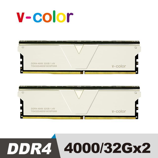 V-Color Skywalker Plus 系列 DDR4 4000 64GB(32GBx2) 桌上型超頻記憶體 (銀)