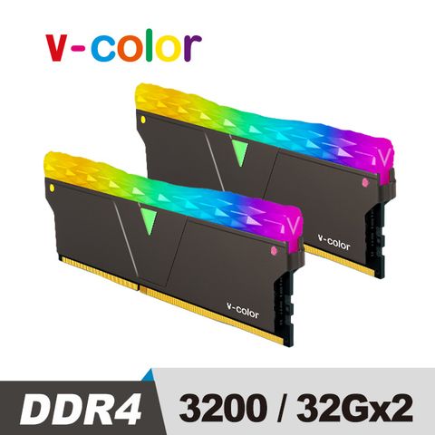v-color 全何 Prism Pro 系列 DDR4 3200 64GB(32GBX2) RGB 桌上型超頻記憶 (黑色)