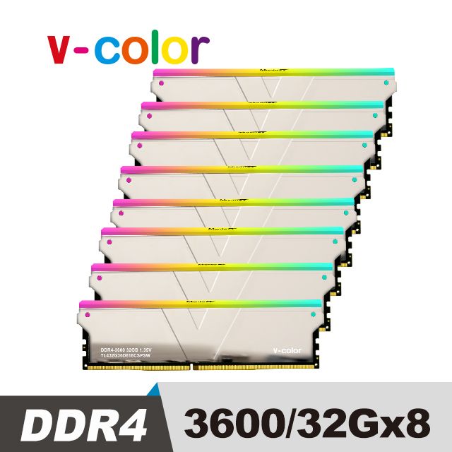 V-Color Skywalker Plus系列 DDR4 3600 256GB(32GBx8) RGB 桌上型記憶體