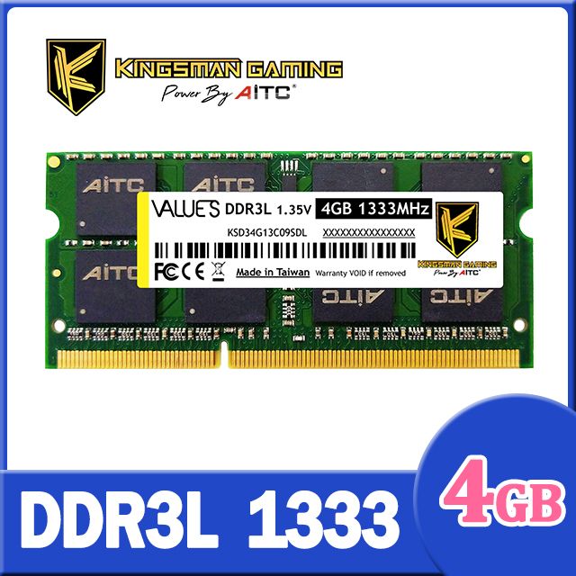 AITC  艾格 Value S DDR3L 4GB 1333 SODIMM 筆記型記憶體