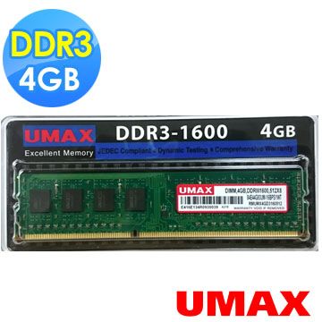 UMAX DDR3 1600 4GB 512X8 桌上型記憶體