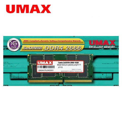 UMAX DDR4-2666 16GB (1024x8) 筆記型記憶體