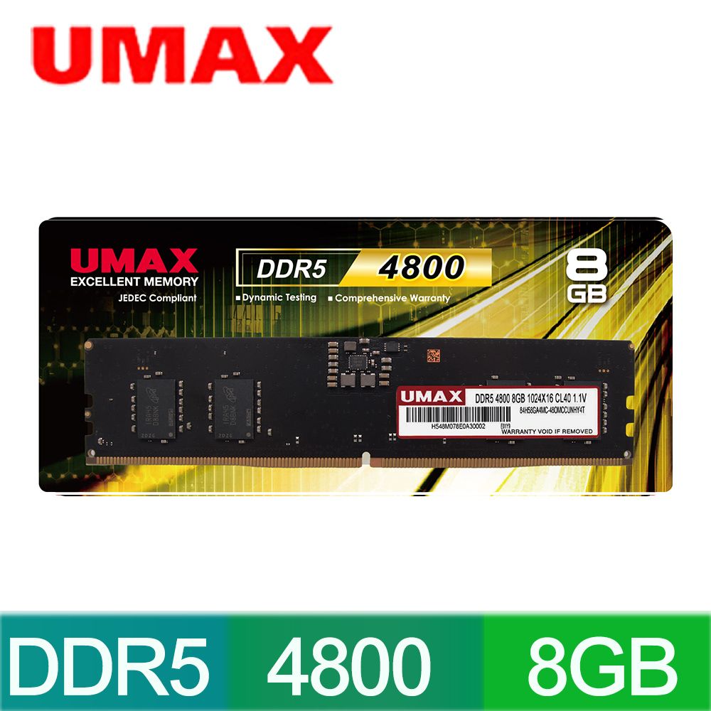 UMAX  DDR5 4800 8GB 桌上型記憶體(1024X16)