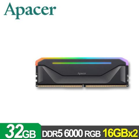 Apacer 宇瞻 NOX DDR5 6000 32GB(16Gx2) RGB桌上型超頻電競記憶體 (黑)