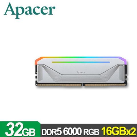 Apacer 宇瞻 NOX DDR5 6000 32GB(16Gx2) RGB桌上型超頻電競記憶體 (白)