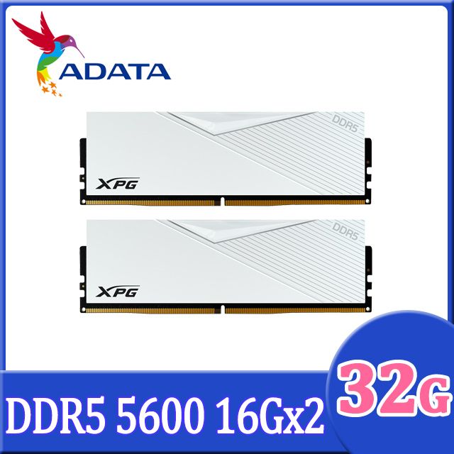 ADATA 威剛XPG Lancer DDR5 5600 32GB(16Gx2) 桌上型超頻記憶體(白色