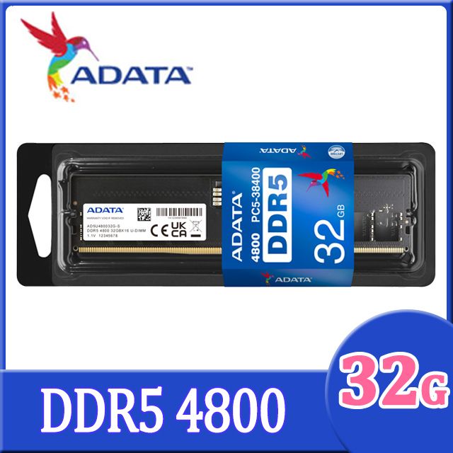 ADATA 威剛DDR5 4800 32GB 桌上型記憶體(AD5U480032G-S) - PChome 24h購物