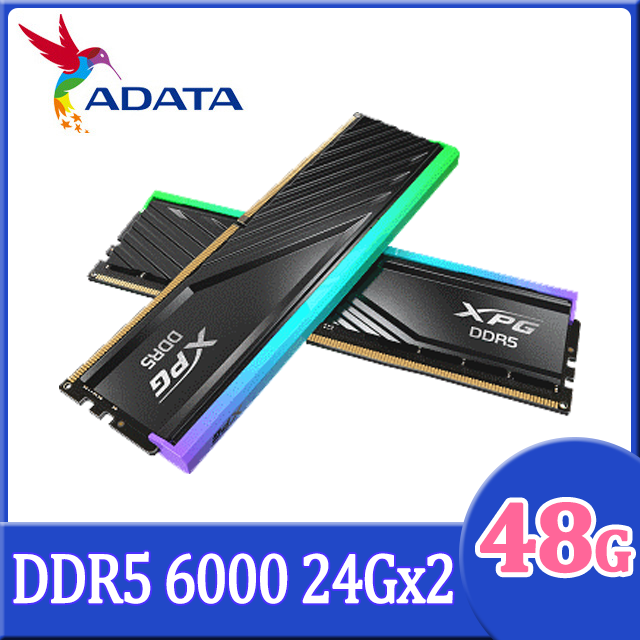 ADATA 威剛   XPG Lancer DDR5 6000 48GB(24Gx2) RGB 桌上型超頻記憶體(黑色) (AX5U6000C3024G-DTLABRBK)