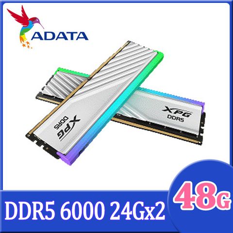 ADATA 威剛 XPG Lancer DDR5 6000 48GB(24Gx2) RGB 桌上型超頻記憶體(白色) (AX5U6000C3024G-DTLABRWH)