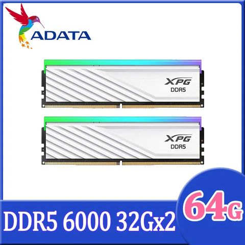 ADATA 威剛 XPG Lancer Blade RGB DDR5 6000 64GB(32Gx2) 桌上型超頻記憶體(白色)(AX5U6000C3032G-DTLABRWH)