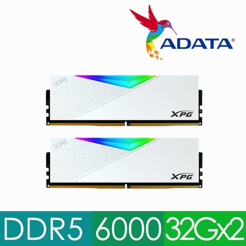 ADATA 威剛 XPG LANCER RGB DDR5 6000 64G (32GBx2) 電競桌上型記憶體 (白色)(AX5U6000C3032G-DCLARWH)