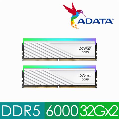ADATA 威剛 Lancer Blade RGB DDR5 6000 64GB(32Gx2) 桌上型超頻記憶體 白 (AX5U6000C3032G-DTLABRWH)