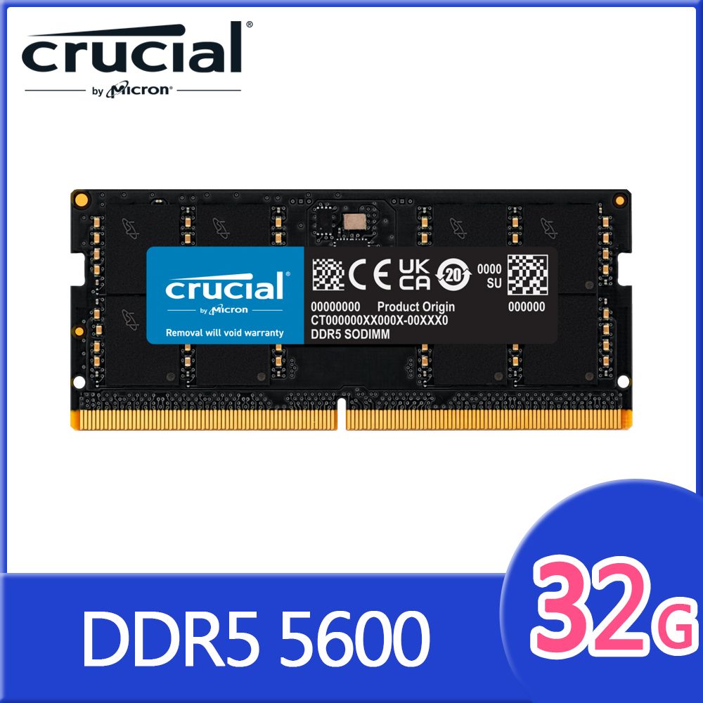 Micron 美光  Crucial DDR5 5600 32G 筆記型記憶體(CT32G56C46S5)