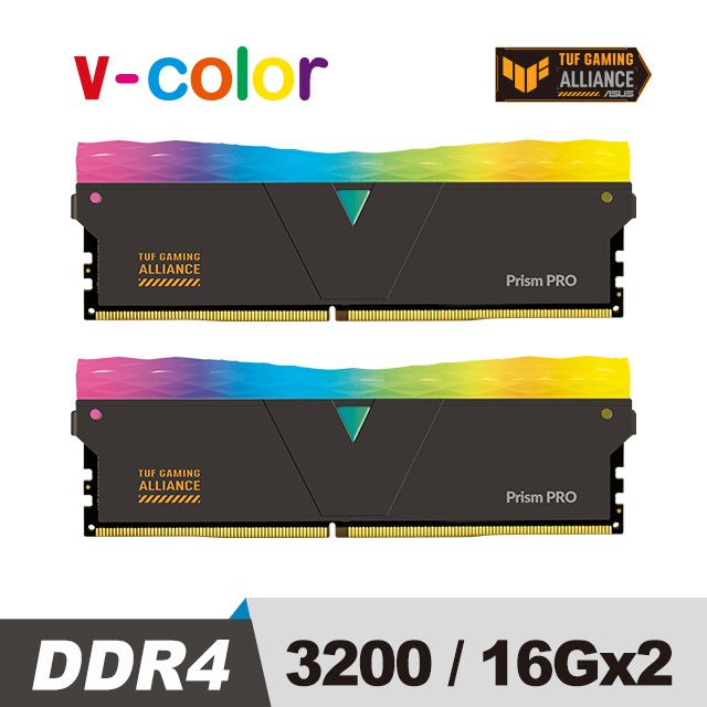 V-Color TUF GAMING 聯盟認證 DDR4 Prism Pro 3200 32GB (16GBx2) RGB 桌上型超頻記憶體