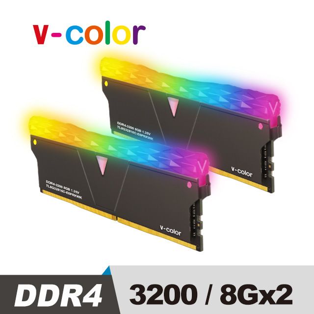 v-color 全何Prism Pro 系列DDR4 3200 16GB(8GBX2) RGB桌上型超頻記憶