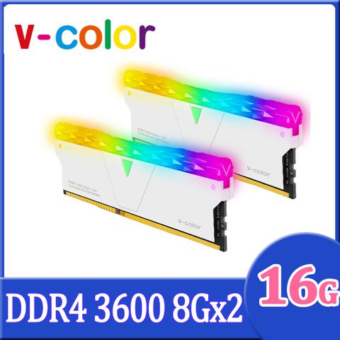 v-color 全何 Prism Pro 系列 DDR4 3600 16GB(8GBX2) RGB桌上型超頻記憶體 (白)