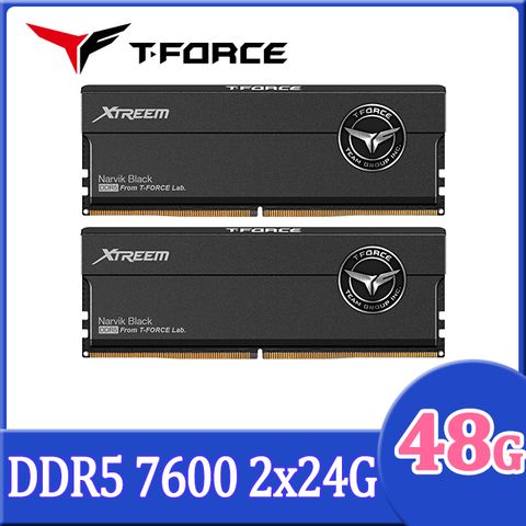 【TEAM十銓】 T-FORCE XTREEM DDR5-7600 48GB(24Gx2) CL36桌上型超頻記憶體