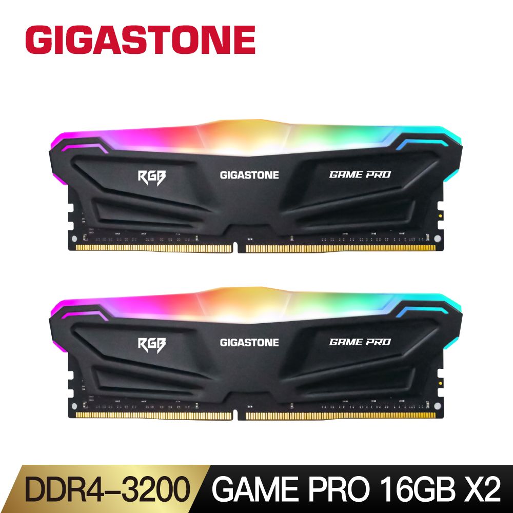 GIGASTONE 立達Game Pro DDR4 3200 32GB(16Gx2) RGB電競超頻桌上型記憶