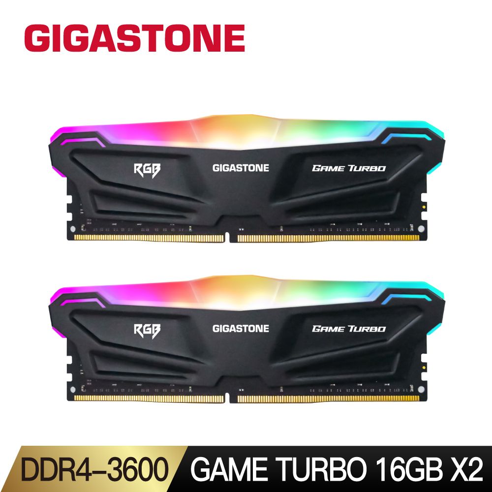 Gigastone 立達   Game Turbo DDR4 3600 32GB(16Gx2) RGB電競超頻 桌上型記憶體-黑