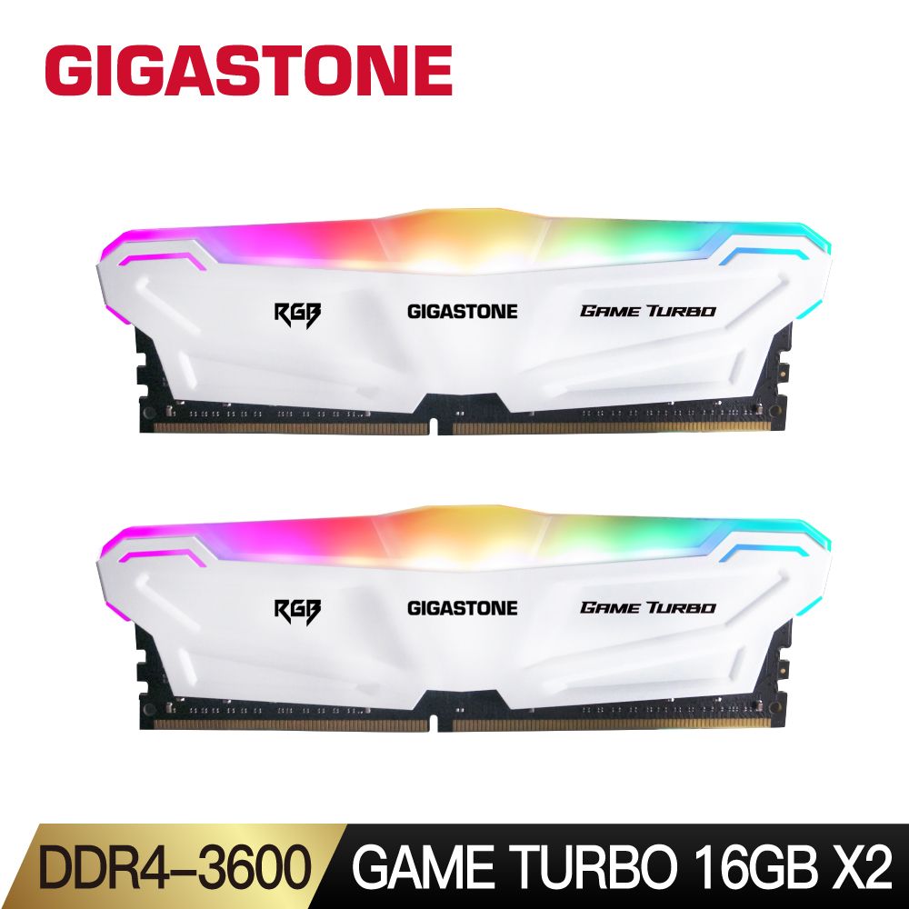 Gigastone 立達   Game Turbo DDR4 3600 32GB(16Gx2) RGB電競超頻 桌上型記憶體-白