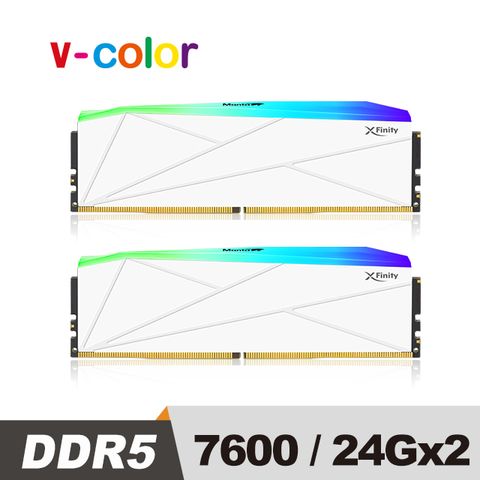 V-Color DDR5 MANTA XFinity 7600 48GB (24GBx2) RGB 桌上型超頻記憶體 (白)