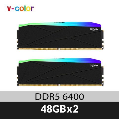 V-Color DDR5 MANTA XFinity 6400 96GB (48GBx2) RGB 桌上型超頻記憶體 (黑色)