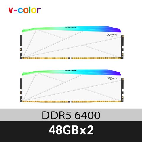 V-Color DDR5 MANTA XFinity 6400 96GB (48GBx2) RGB 桌上型超頻記憶體 (白色)