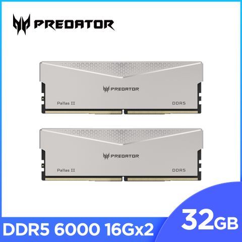 ACER 宏碁 Predator PallasII DDR5-6000 32GB(16G*2)(CL30) 超頻桌上型記憶體