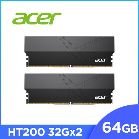 Acer 宏碁 HT200 DDR5-6000 64GB(32G*2)(CL30) 黑 超頻桌上型記憶體