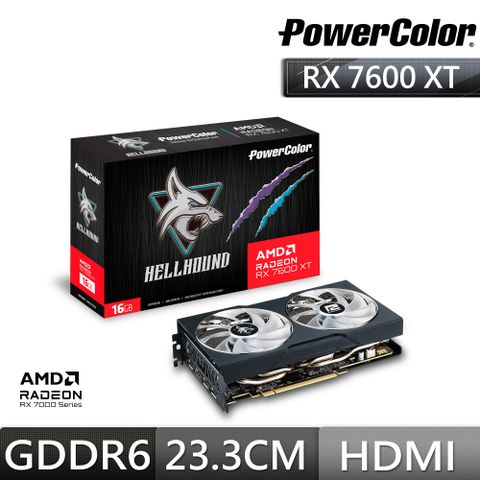 撼訊 RX7600XT Hellhound LED 16G OC GDDR6 128bit AMD顯示卡