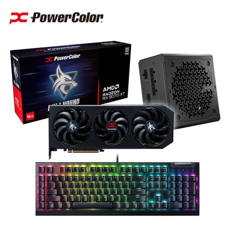 撼訊 RX9070XT 暗黑犬 顯示卡 + 850W金牌電源供應器 + 雷蛇機械式鍵盤