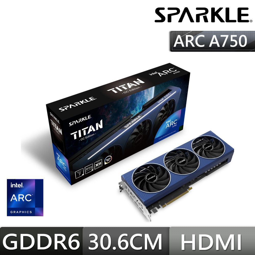 撼與SPARKLE Arc A750 TITAN 8G GDDR6 Intel顯示卡- PChome 24h購物