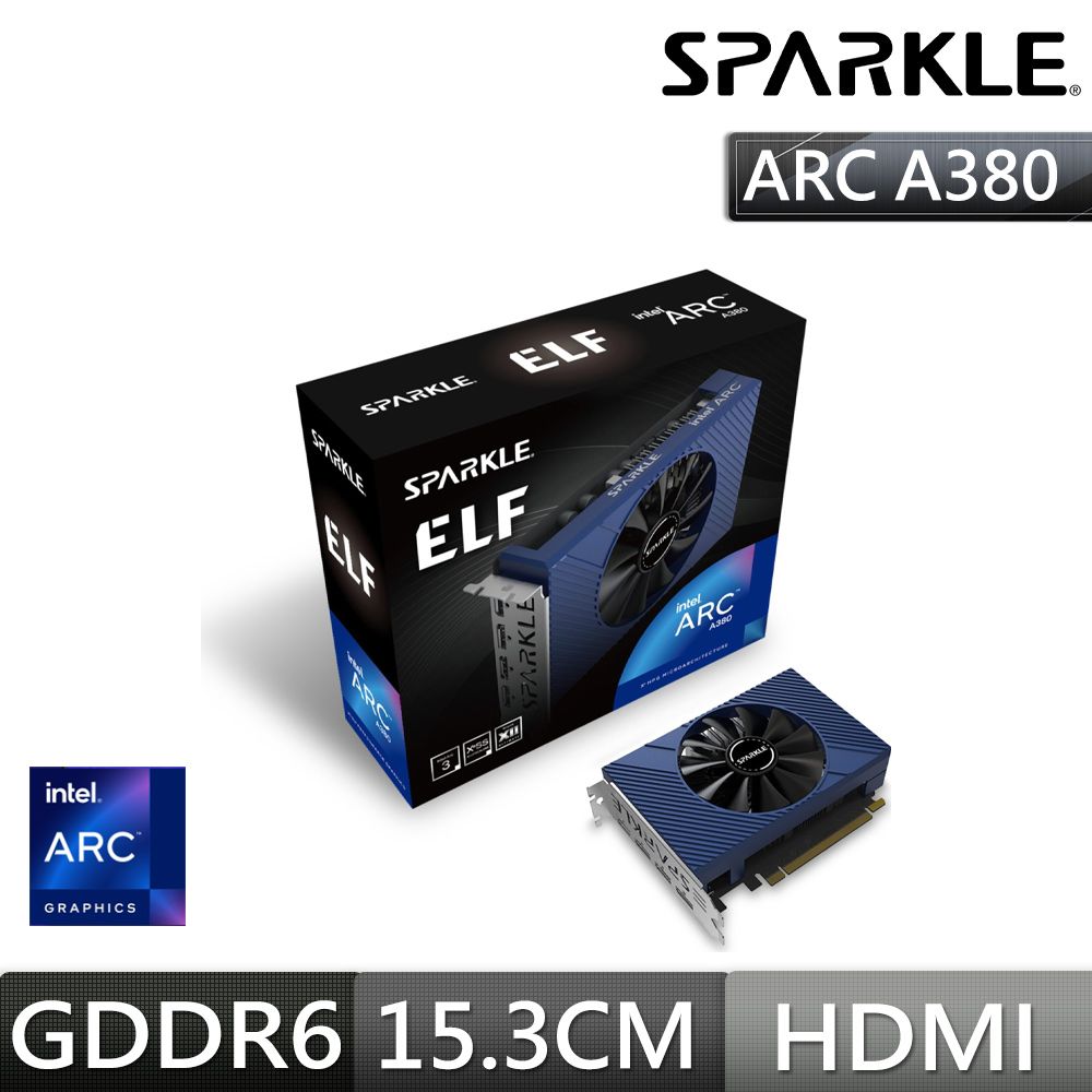 撼與SPARKLE Arc A380 ELF 6G GDDR6 Intel顯示卡- PChome 24h購物