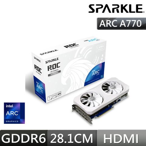 SPARKLE 撼與 Arc A770 ROC LUNA 16G GDDR6 白色顯示卡