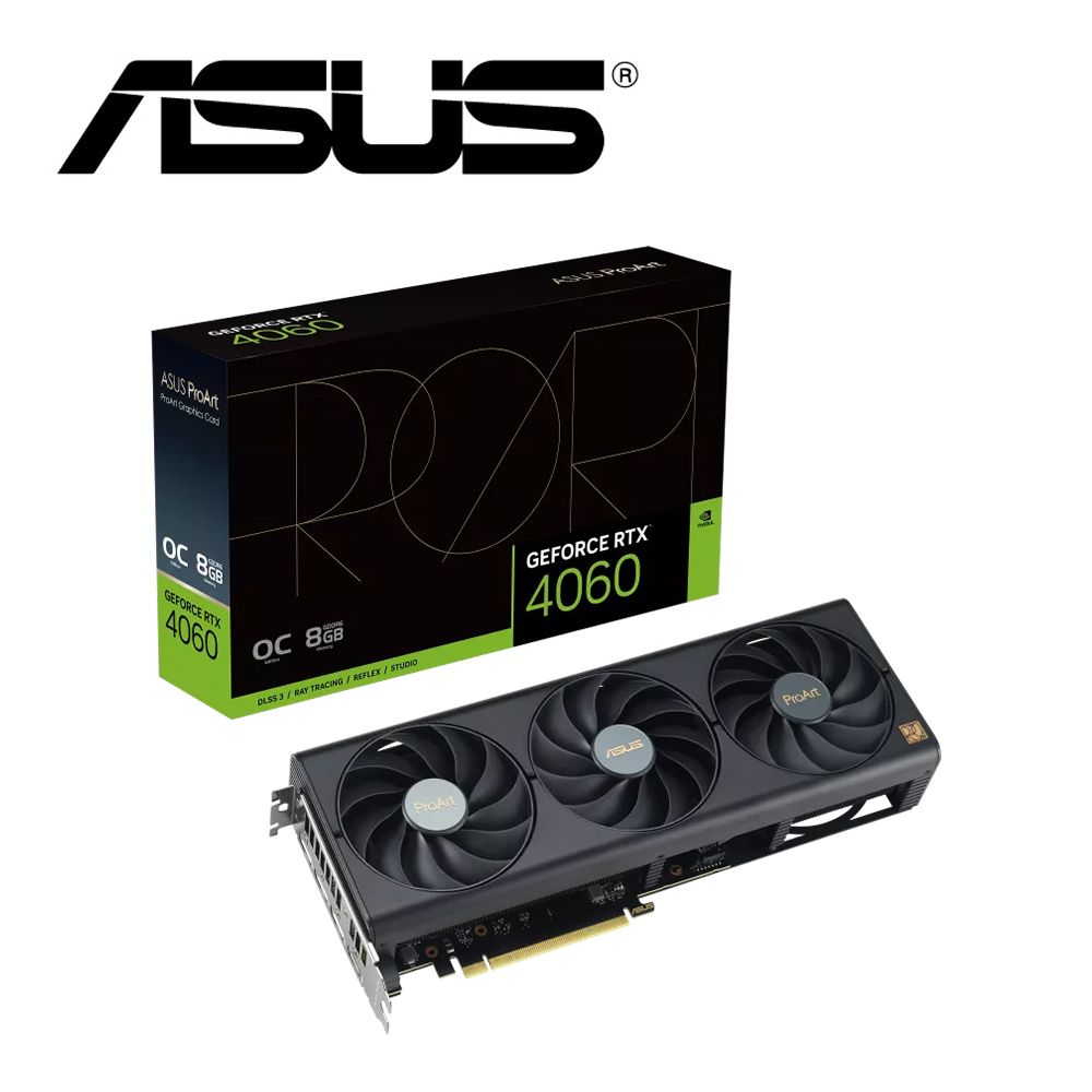 ASUS 華碩  PROART-RTX4060-O8G 顯示卡+ PROART PA602 E-ATX 電腦機殼