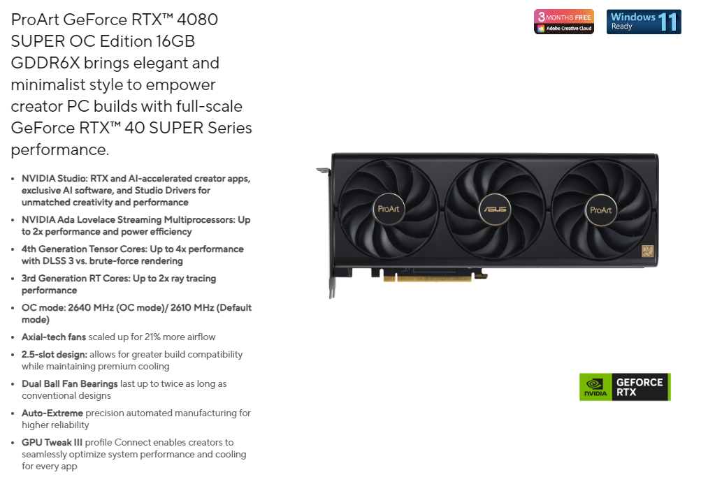 ASUS 華碩 ProArt GeForce RTX 4080 SUPER 16GB OC 顯示卡 - PChome 24h購物