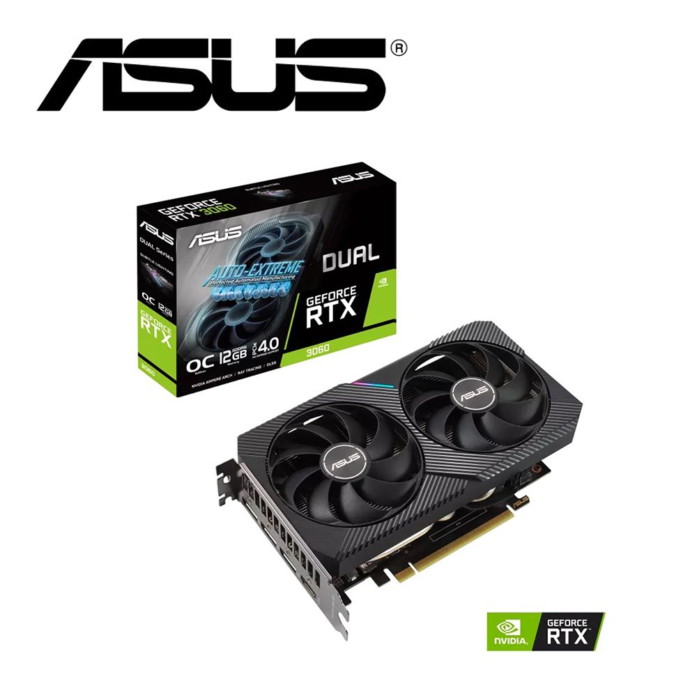 ASUS 華碩 DUAL-RTX3060-O12G-V2 顯示卡+LG 24BK550Y-B 24吋多工螢幕