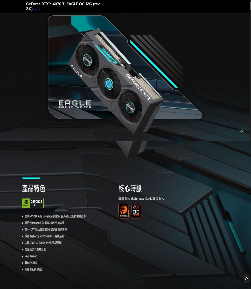 技嘉GeForce RTX 4070 Ti EAGLE OC 12G 顯示卡- PChome 24h購物