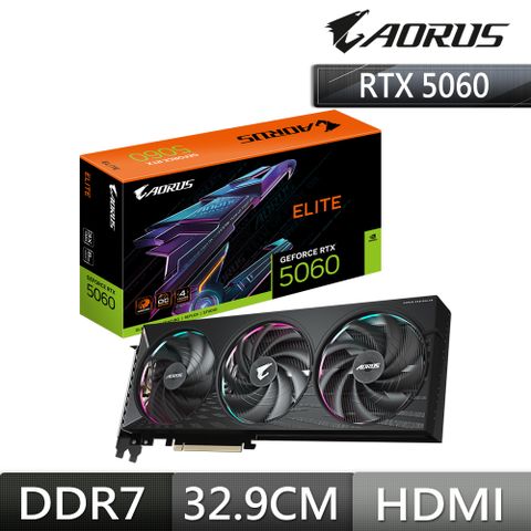 技嘉GIGABYTE AORUS GeForce RTX 5060 ELITE 8GB 顯示卡