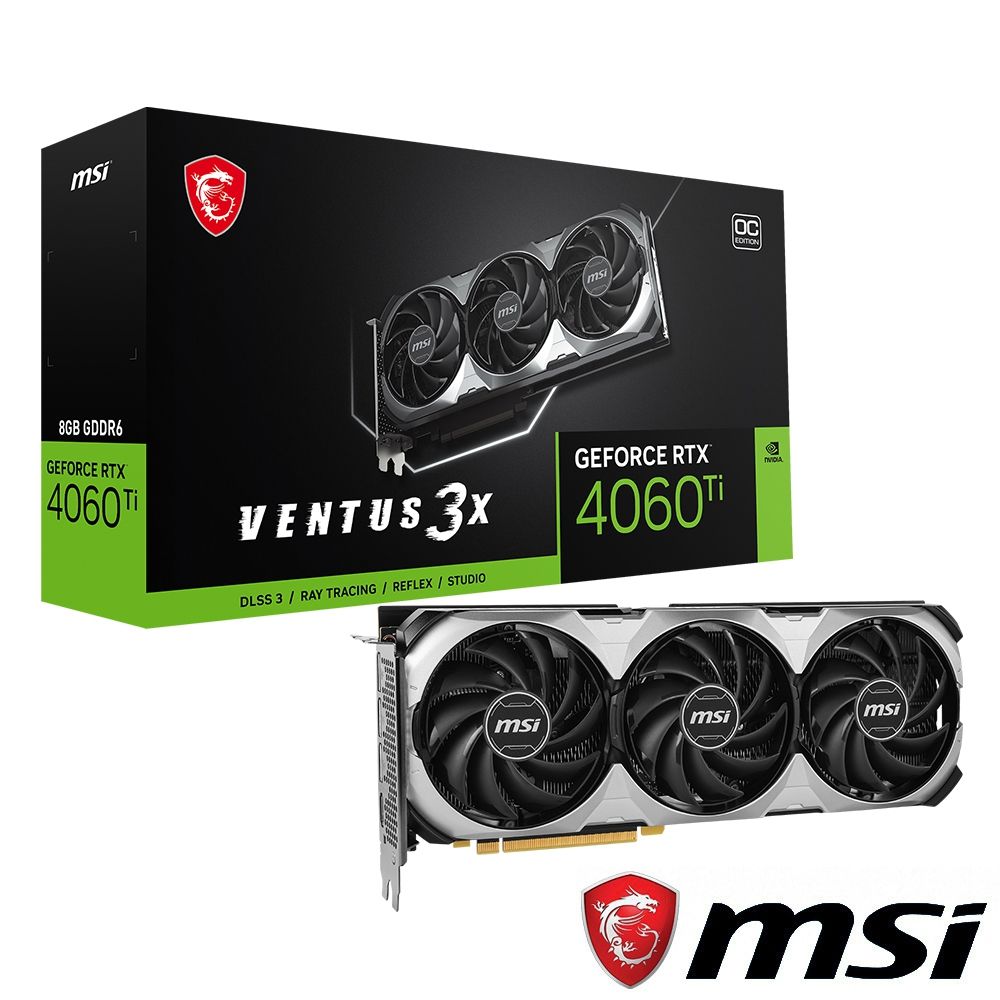 微星RTX 4060 Ti VENTUS 3X 8G OC 顯示卡- PChome 24h購物