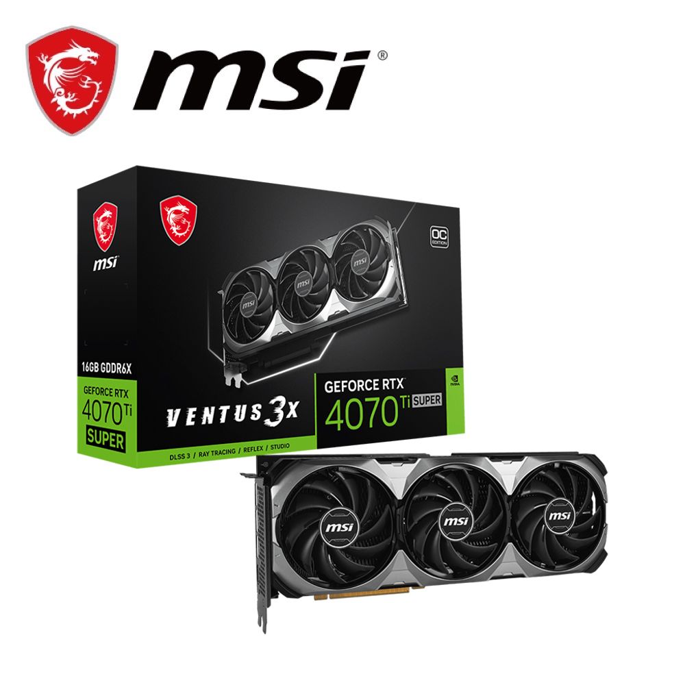 MSI 微星  RTX4070 Ti SUPER 16G VENTUS 3X OC 顯示卡+海盜 HX1000i 白金 1000W 電源供應器