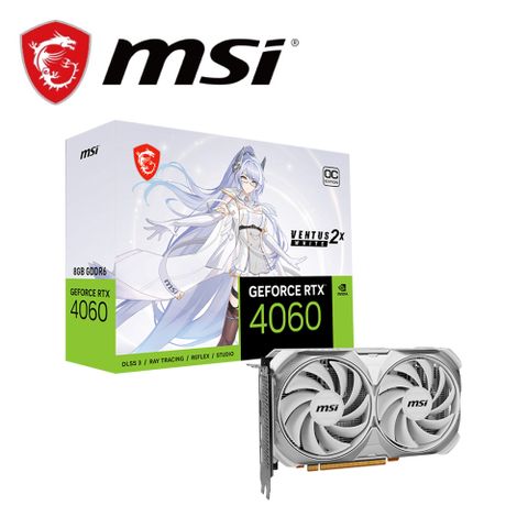 MSI 微星 RTX 4060 VENTUS 2X WHITE 8G OC 顯示卡+賽德斯 A2 商用耳機 粉白色