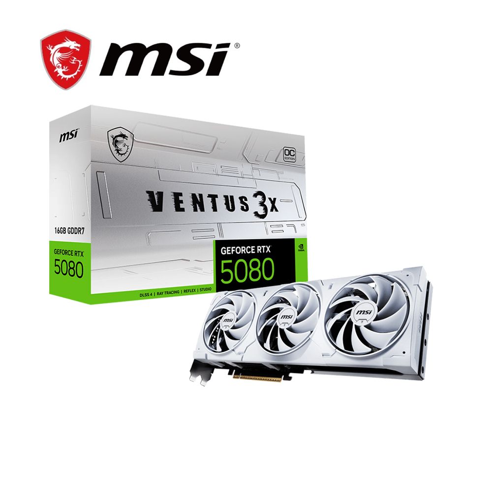 MSI 微星 RTX 5080 16G VENTUS 3X OC WHITE 白龍 (組合包)