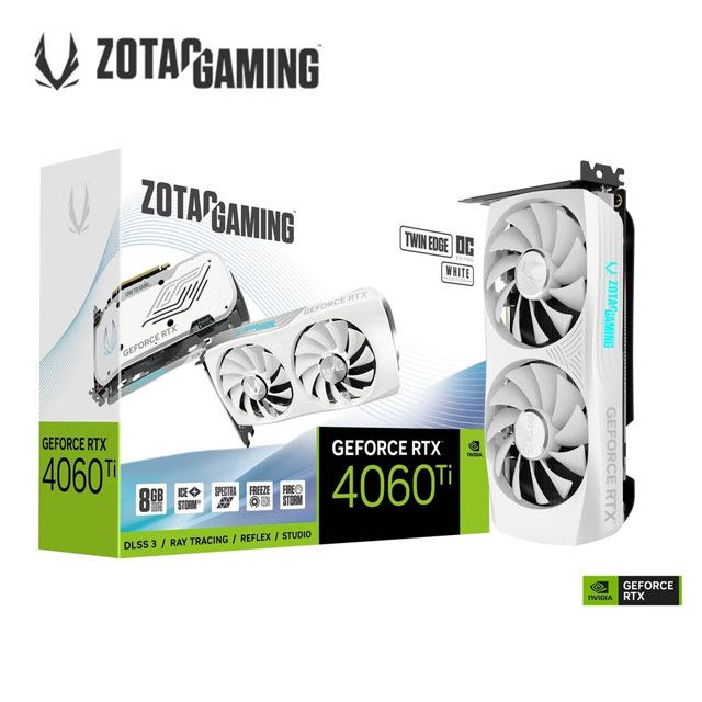 ZOTAC GAMING GeForce RTX 4060 Ti 8GB Twin Edge OC White 顯示卡