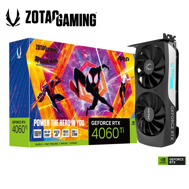 ZOTAC GAMING GeForce RTX 4060 Ti 16GB AMP【蜘蛛人™：穿越新宇宙