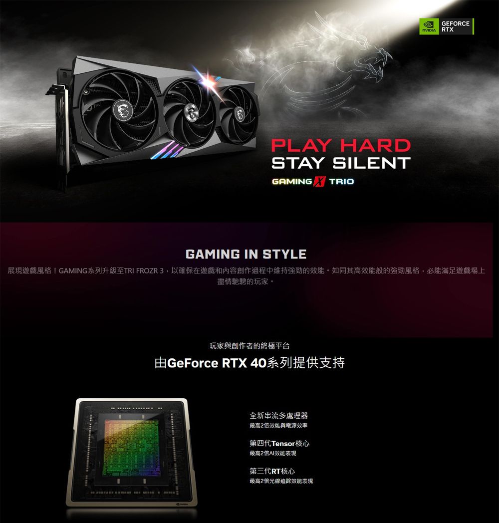 微星GeForce RTX 4090 GAMING X TRIO 24G 顯示卡- PChome 24h購物